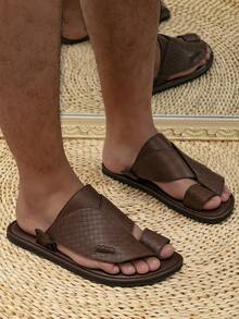 Spring To Summer Comfortable Flat Sandals, Men Arabic Slippers, Middle Eastern Style Men Slide Sandals - Coffee Brown - View 2