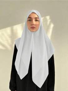 1pc Solid Color Women's Versatile Rectangular Instant Hijab Headscarf, Breathable Comfortable Lightweight High Density Chiffon Knitted Fabric, 175*70cm Chiffon Rectangular Scarf, Undershirt Headscarf, Shawl, Hijab, Suitable For Everyday Wear