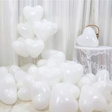 30pcs White Heart-Shaped Latex Balloons, Thick Wedding Balloons, Floating Air Balloons For Marriage Ceremony, Birthday Decoration