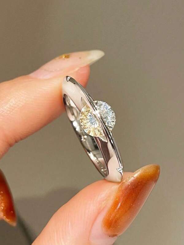 Stylever 1pc 925 Sterling Silver Light Luxury Fashion Personalized Sparkling Zirconia Planet Surrounding Ring For Women Daily Versatile Style Prom Party Decoration Fine Jewellery For Women As Gift