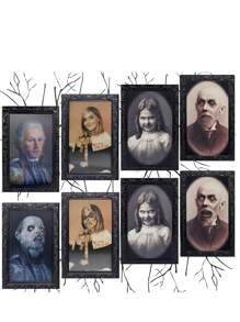 1/4 Stücke Halloween Dekoration für Innenbereich 3D Gesichts-Wechsel Horror Fotorahmen, gruselige Geister Wanddekoration Portrait Horror Halloween Deko Horror Party Schloss Haus Heimdekoration