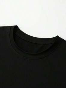 1PCSMen's Summer Casual Slogan Print Short Sleeve T-Shirt-Premium Cotton Graphic Printed Round Neck T-Shirts-365T - 黑色 - 查看 4