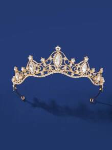 1pc Elegant Princess Headdress Fashion Headband Crown Tiara, Rhinestone Alloy Bridal Crown For Women Costume, Party, Wedding, Photography Accessory