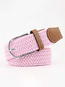 1 pieza Cinturón tejido elástico, cinturón de lona casual para mujer, cinturón elástico para hombre