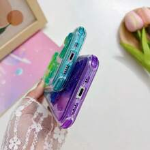 MZ007 fundas SHS 3en1 difuminado mariposa 3D diseño protector carcasa triple protección anti golpes compatible con iPhone y Android estilo colorido y creativo - Morado - Ver 4