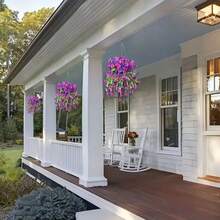 2/4Pcs Artificial Hanging Flowers, 29.5in Perfect Home Garden Decoration–Hanging Morning Glory, Artificial Simulation Flowers, Hanging Baskets Fake Flowers For Home Porch Patio Balcony - 彩色 - 查看 8