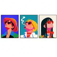 ONE PIECE 3 piezas de arte de pared popular de One Piece - ZORO, SANJI, KID, CHOPPER, BROOK y próximamente en los pósters de arte de dibujos animados del anime de One Piece (sin marco)