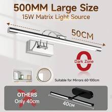 长款梳妆灯，LED壁灯，三色可调灯光带记忆功能，黑/白/铬色可选，简约家居装饰灯，适用于豪华浴室/客厅/厨房岛台/卧室/儿童房/餐厅/咖啡厅/衣帽间/浴室/梳妆台/化妆间等室内照明 - LED長條鏡燈 - 查看 10