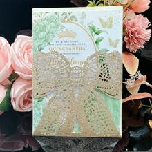 25 piezas de tarjetas de invitación con mariposas cortadas por láser, decoraciones para bodas, compromisos, matrimonios, bautizos y bautismos, tarjetas de felicitación, tarjetas de aniversario (excluye páginas interiores y sobres)