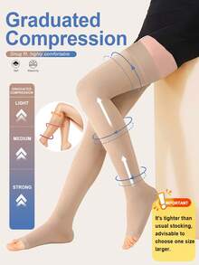 Unisex Compression Socks, Knee-High Toeless, Graduated Support, Silicone Non-Slip, Suitable For Running, Sports, Yoga, Travel, Comfortable & Warm - Khaki - View 10