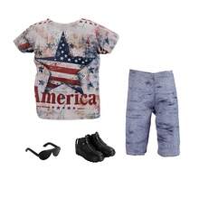 6 件/套 3 件衣服 + 2 只鞋子 + 1 副眼镜，适合 30 厘米娃娃，儿童节日礼物，装扮配饰（不含娃娃）