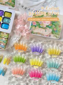 Jillradia Esmalte de uñas semisólido de 9 colores con diseño de hadas florales, de alta saturación y popular para uso especial en salones de uñas