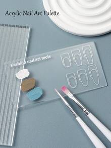 FULL BEAUTY 2 件黑白亚克力美甲调色板指甲油调色板配件混合工具混合盘支架展示化妆调色板美甲工具美甲、美甲用品、美甲工具、美甲工具、返校、指甲、按压指甲的美甲工具