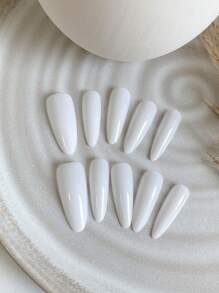 10 piezas de uñas en forma de almendra prensadas a mano, arte de uñas personalizado y hermoso, uñas postizas, DIY, uñas personalizadas, Halloween, uñas blancas, uñas con patrones personalizados para usar en las manos, suministros reutilizables de arte de uñas para niñas y señoras en bodas, fiestas, escenas festivas, regalo de un kit de uñas