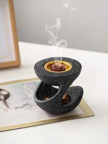 1 Stück Hand-Räuchergefäß aus Kunstharz, Schwarz/Weiß, Stil, Räucherstäbchenhalter im orientalischen Stil, für Zuhause, Schlafzimmer, Wohnzimmer, Büro, Hotel, Festival-Dekoration, Cut Out Rücken