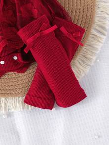 1件婴儿/女婴可爱蕾丝网纱花朵荷叶边连体衣，轻薄夏季款