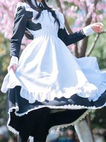 Uniforme de criada estilo lolita británico clásico, disfraz de camarero/a de anime/cómic para cosplay, café y Halloween