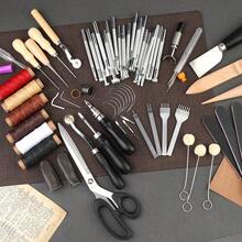 1Set Leather Working Tools Leather Craft Tools For Carving Stamping Sewing Punching Cutting With Custom Custom Storage Bag Professional Tooling Kit For Crafting, Repair & DIY Projects - Multicolor - View 2