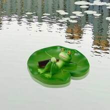 Outdoor Pond Floating Decor Resin Frog/Turtle On Lotus Leaf Fake Animal Garden Statue For Patio Lawns Pool Decorations - Army Green - View 5