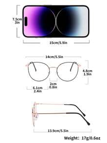 2pcs Metal Crafted Foot Decorations Photochromic Cat Eye Glasses, Fashionable Unisex - gradient gray - View 6