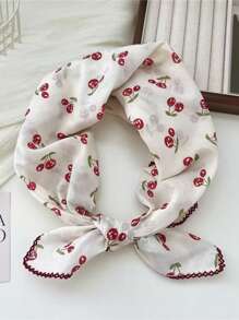 1 pezzo Nuovo arrivo da donna Sciarpa quadrata in cotone 100% da 70 cm, stile bohémien, stampa floreale, versatile, per primavera/estate