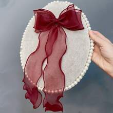 1 Elegant Mesh Ribbon Bow Hair Clip, Vintage Ponytail Stand, Fashionable Hair Accessory Suitable For Women And Daily Use