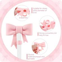 1 Set Of 2pcs 10mm Bowknot Silicone Straw Stoppers, Adjustable Heart & Letter Cup Charms, Shock-Proof Silicone Cup Sleeves Fits 30oz & 40oz Tumblers, Cup Accessories, Holiday Gift, Back To School Supplies