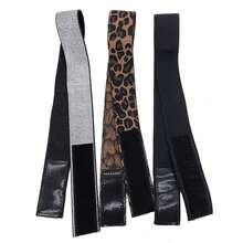 3 pièces Élastique pour chignon - Dentelle fondue, bord enveloppé pour placer le bord, serre-tête automne hiver pour femmes. Accessoires pour cheveux pour femmes pour tenues de vacances. Foulard élégant pour femme, bandana doux pour la tête - Noir + Argent + Imprimé Léopard - Voir 11