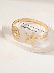 1 pieza Brazalete abierto con diseño de concha y estrella de mar, regalo de vacaciones de verano en la playa para amigos y familiares