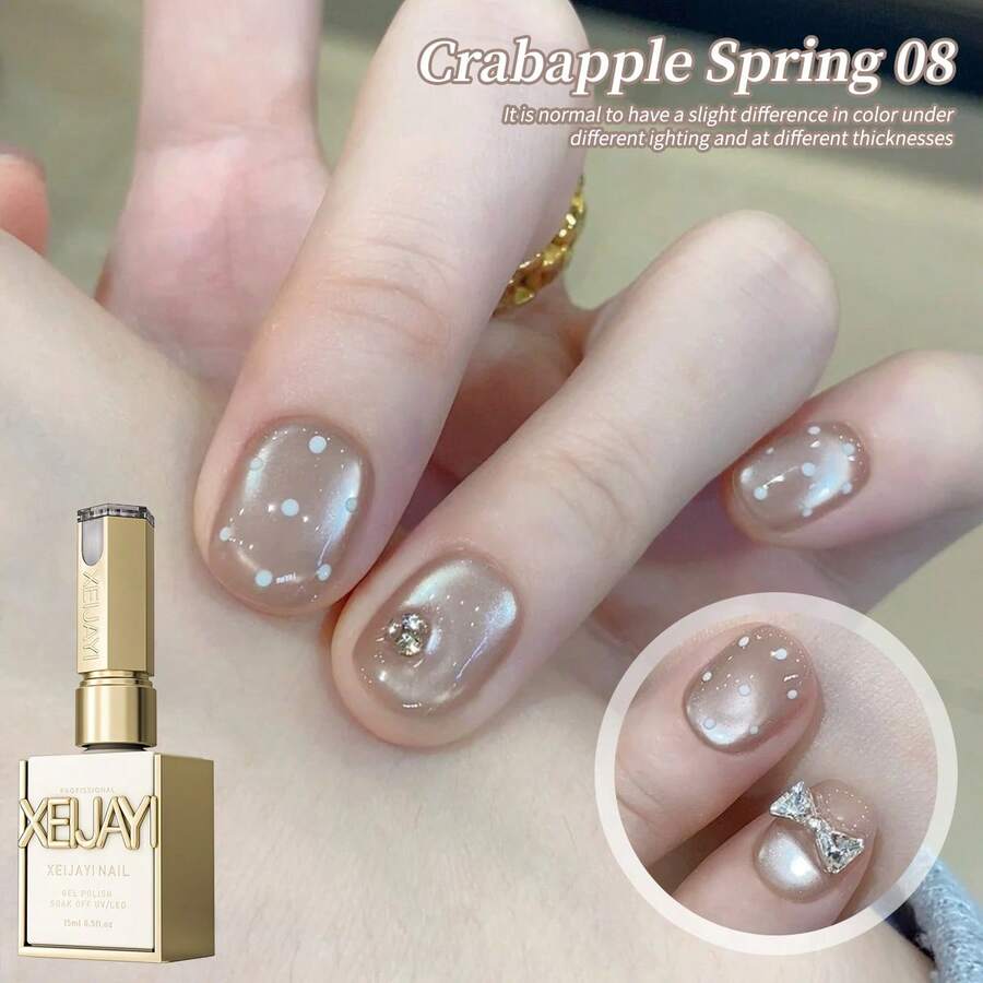 XEIJAYI 1PC 15ML Grabapple Spring Nail Gel Cat Eye Semi Permanent Nail Art Soaking UV LED Nail Salon DIY Nail Salon Gel For Spring And Summer - Rượu sâm banh - Xem 1