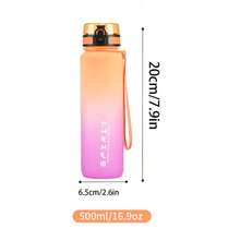 1pc 500ml/650ml/1000ml Large Capacity Plastic Gradient Water Bottle, Outdoor Sports Water Cup, Directly Drinkable Water Bottle, Convenient To Hold - Orange Pink - View 4