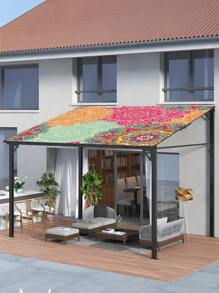 1 pezzo Tenda da spiaggia parasole verde sfumato con motivo boemo, spessa, impermeabile e resistente ai raggi UV, da usare all'aperto in giardino o patio (corde incluse, senza supporto)