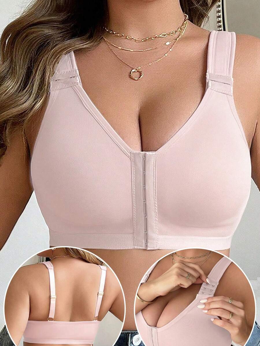 Plus Size Comfortable Front Closure Wireless Bra