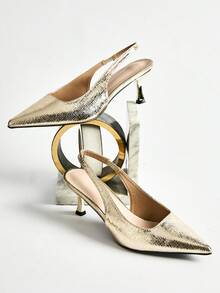 Nuevos zapatos planos con correa trasera versátil, regalos de Navidad de invierno - Dorado - Ver 2