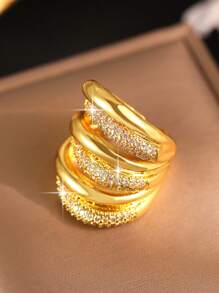 1pc Fantasy Big Intersect Cubic Zirconia Engagement Rings For Women Hollow Geometric CZ Wedding Ring For Daily Decoration Anniversary Party Jewelry Gift