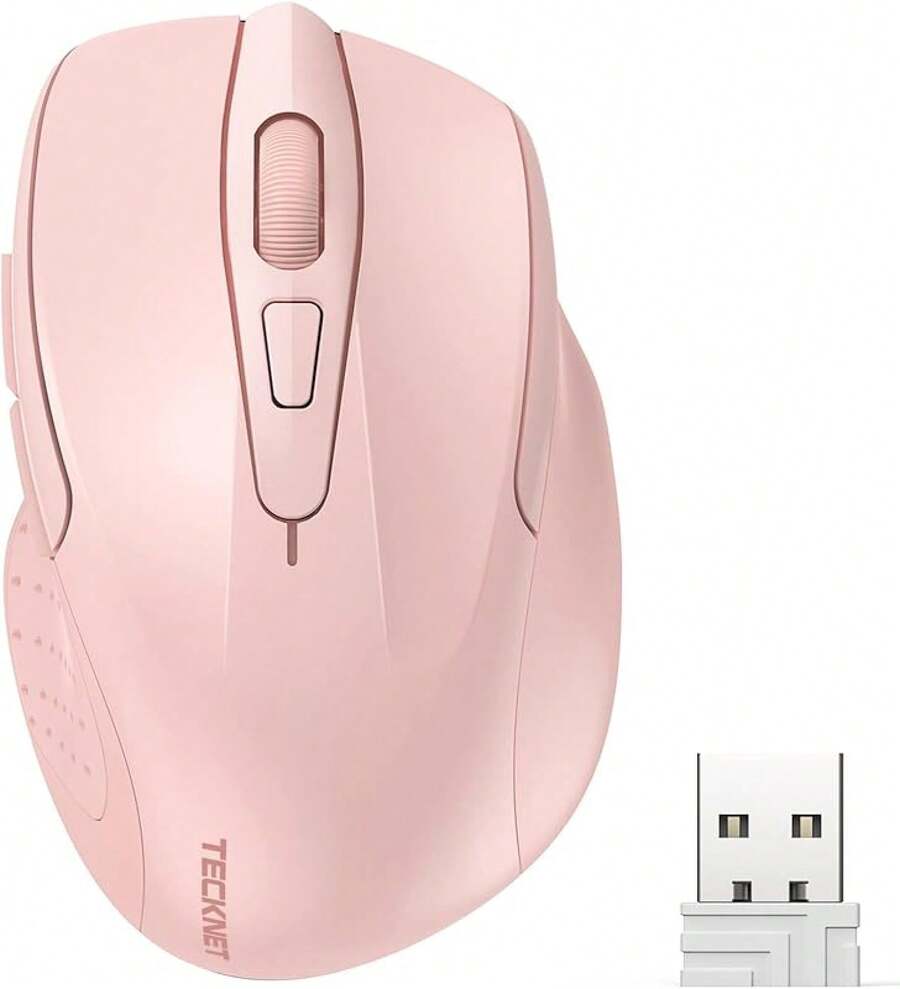 Tecknet Wireless Mouse, 2.4g Ergonomic Optical Mouse, Computer Mouse Laptop, PC, Computer, Chromebook, Notebook, 6 Buttons, 24 Months Battery Life, 2600 DPI, 5 Adjustment Levels - Różowy - Zobacz 1