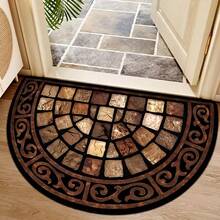 奢华复古半圆形门垫 - 防滑背衬，毛绒绒地毯，小地毯。卧室地毯，浴室垫，厨房地毯。装饰地毯，可水洗玄关垫，适用于厨房、餐厅、走廊、卧室、派对、露台、节日装饰 - 彩色 - 查看 3
