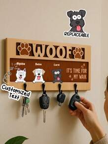 Llavero de madera personalizado con el logotipo de la raza de perro y el nombre de la mascota. Llavero de madera personalizado, soporte para llaves de mascota personalizado, almacenamiento de llaves de entrada para amantes de los perros, ganchos montados en la pared personalizados