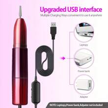 Electric Nail File, Electric Nail Drill Set, USB Plug-In Nail Polisher For Acrylic Gel Nails, Professional Nail Drill Contour Pedicure Tool With 11 Nail Drill Bits And 6 Sanding Rings, Suitable For Home Salon Use, Women's Gift