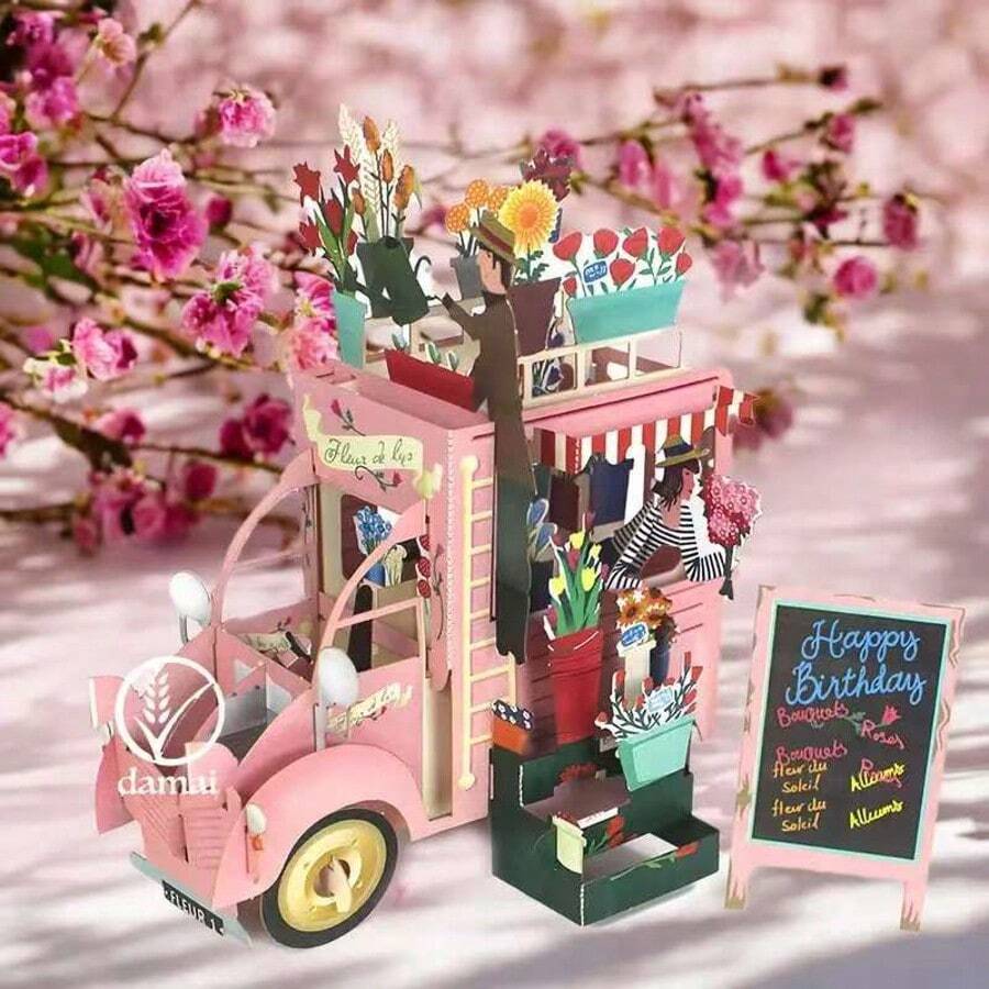 3D Pop-Up Birthday Card - Adorable Cartoon Design, Paper Art, Suitable For All, Ideal Gift And Party Decor, School Supplies, Back To School