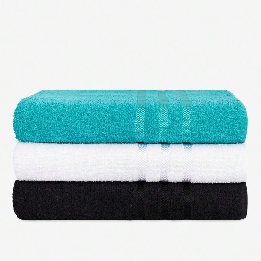 Kit 3 Bath Towels Europe Black, White, Emerald - 紅木色 - 查看 1