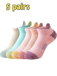 5/6/10/12 Pairs Men/Women's Fashion Casual Sports Ankle Socks, High Elasticity Breathable Low-Cut Socks, Moisture-Wicking Sports Socks, Suitable For Spring, Summer, Autumn, Winter