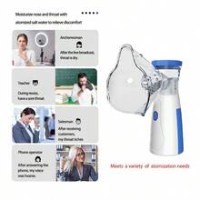 1 Portable Mesh Nebulizer - Quiet Handheld Electric Nebulizer, Suitable For Home Or Travel, Adult Handheld Nebulizer With 2 Sizes Of Masks, Mini Nebulizer (Batteries Not Included)