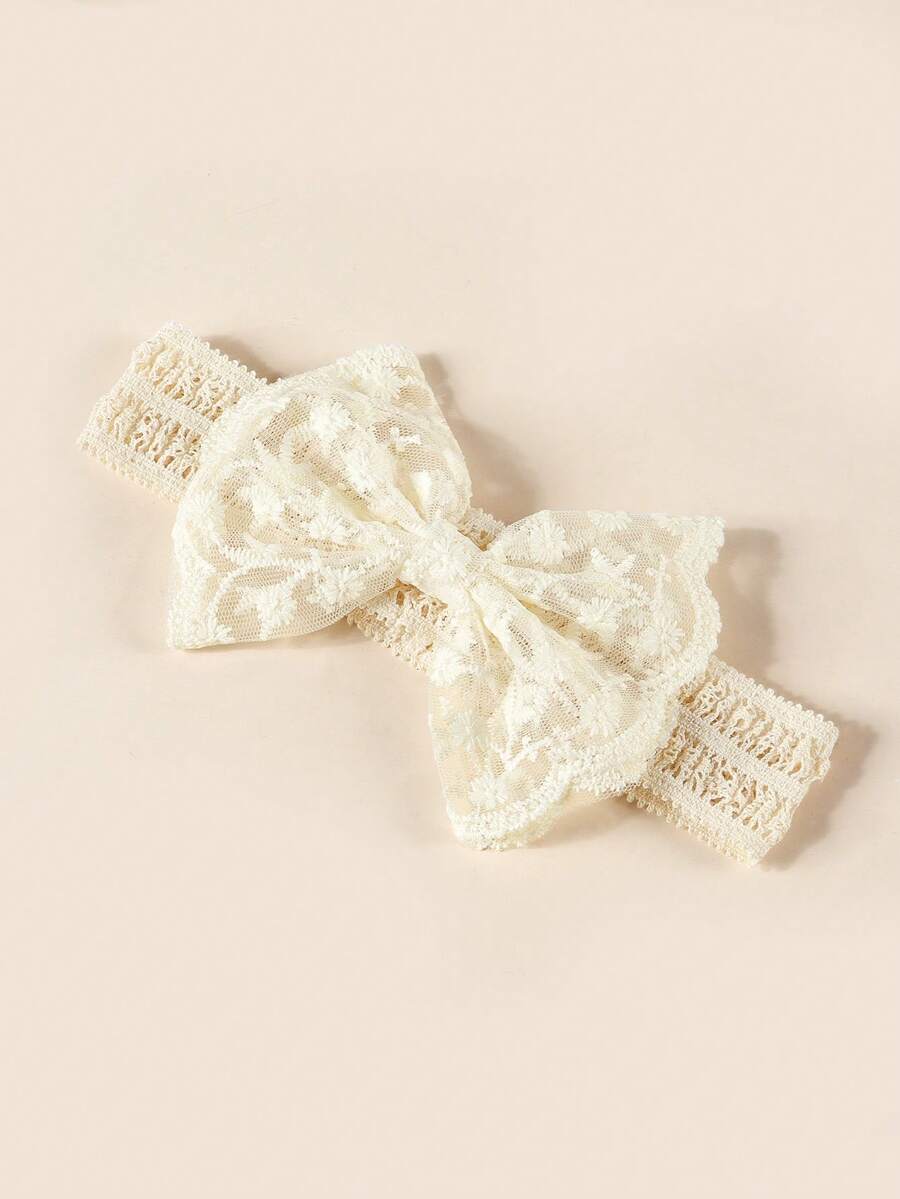 1 diadema elástica de encaje para bebé recién nacido, color beige cálido, súper fina y minimalista, versátil para varias fiestas y reuniones - Beis - Ver 1