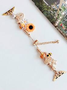 1 件蜜蜂/花朵吊坠串珠银链手链表带兼容 表带 38 毫米 40 毫米 41 毫米 4 毫米 44 毫米 45 毫米 49 毫米(S10 42)毫米(S10 46)毫米时尚简约、精致的女士腕带兼容 Series Ultra 2 S10 SE9 8 7 6 5 4 3 2 1 母亲节/日常礼物 - 金色 - 查看 3