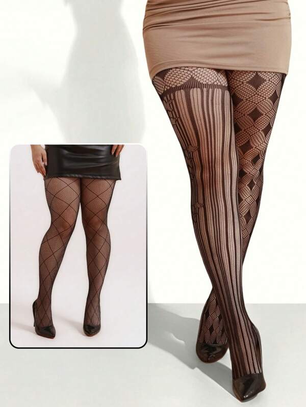 1 Par de Lingerie Sexy para Mulheres, Meias de Tule Sexy Tamanho Grande