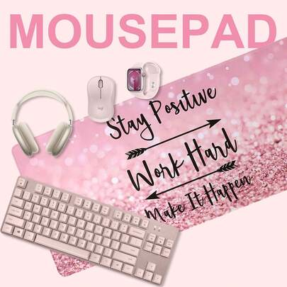 Large Size Mouse Pad, Stylish And Cute Pink Beach Mouse Pad, Game Pad, Table Pad, 80 * 30cm, 90 * 40cm, Anti Slip Bottom, Suitable For Computer Keyboard And Mouse, Desk, Dressing Table