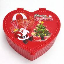 صندوق مجوهرات قلب أحمر بشكل قلب مصنوع من البلاستيك بنقوش عيد الميلاد، مناسب لتخزين وعرض المجوهرات، مناسب لتعبئة مستحضرات التجميل، صندوق هدايا عيد الميلاد.