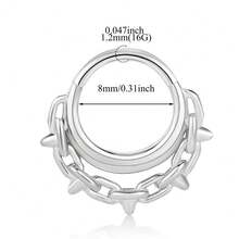 1 件酷朋克鼻环不锈钢圆形荆棘鼻环软骨环耳环分段鼻中隔穿孔男女士珠宝用于音乐会派对 - round - 查看 8