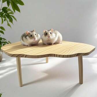 1pc Semicircular Corner Wooden Hamster 2-Layer Platform Desk, Small Pet Cage Furniture, Easy Assembly, Climbing Interaction Stand Toy, Suitable For All Seasons